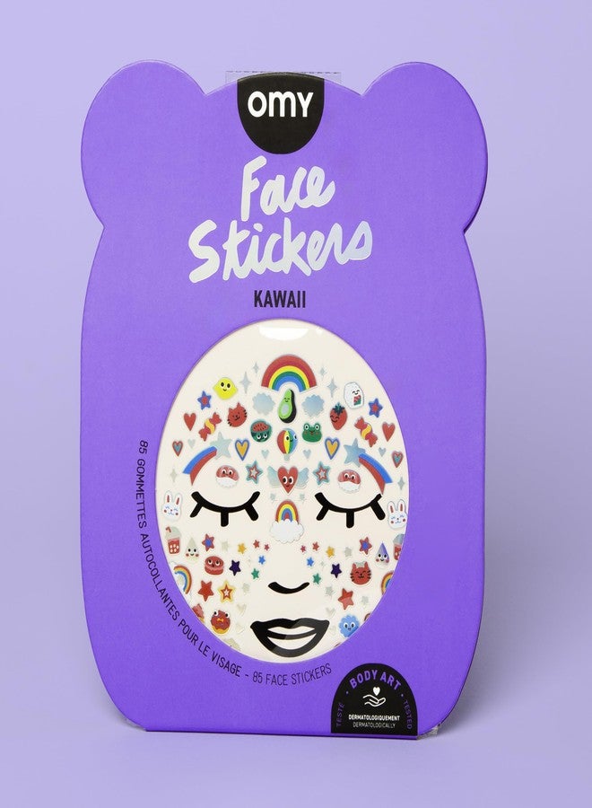 Omy Kawaii Face Stickers | Brighten Your Look with 85 Adorable, Repositionable Stickers | Skin-Safe and Dermatologically Tested | Fun and Creative Expression for All Ages - Image 5